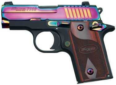 Sig Sauer P238 380 ACP Rainbow Titanium Slide Wood Grip 6 Round Semi Automatic Pistol 238380RBT